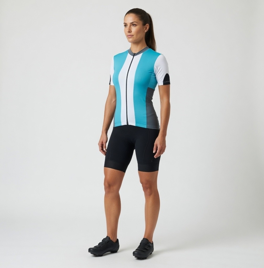Alii Sport Womens Teal Cycling Jersey M Short Sleeve Zip UV Protection NWT - Picture 3 of 10